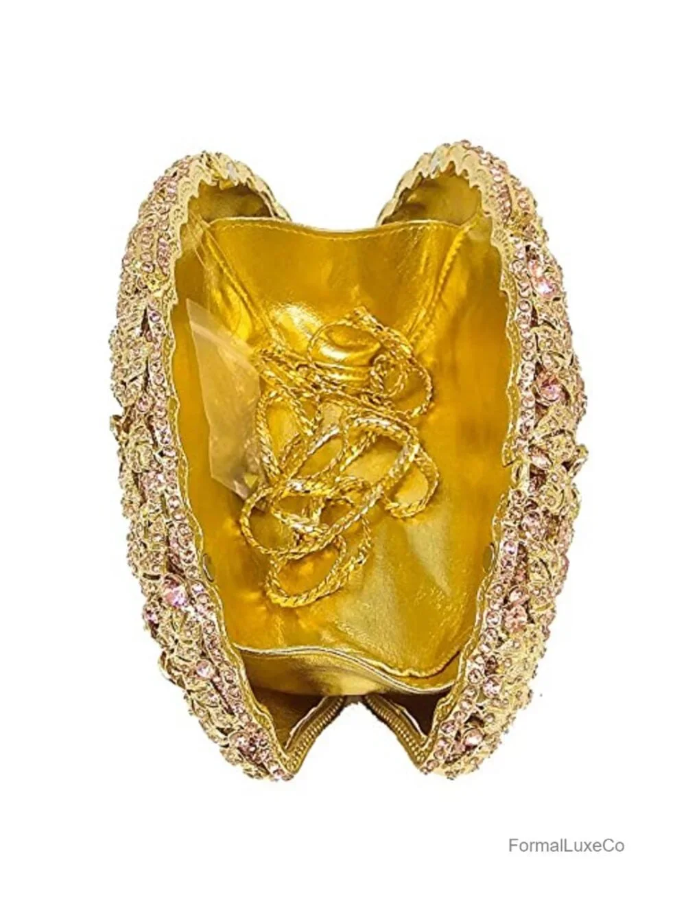 Crystal Minaudière Clutch with Detachable Chain Straps, Rhinestone Evening Bag